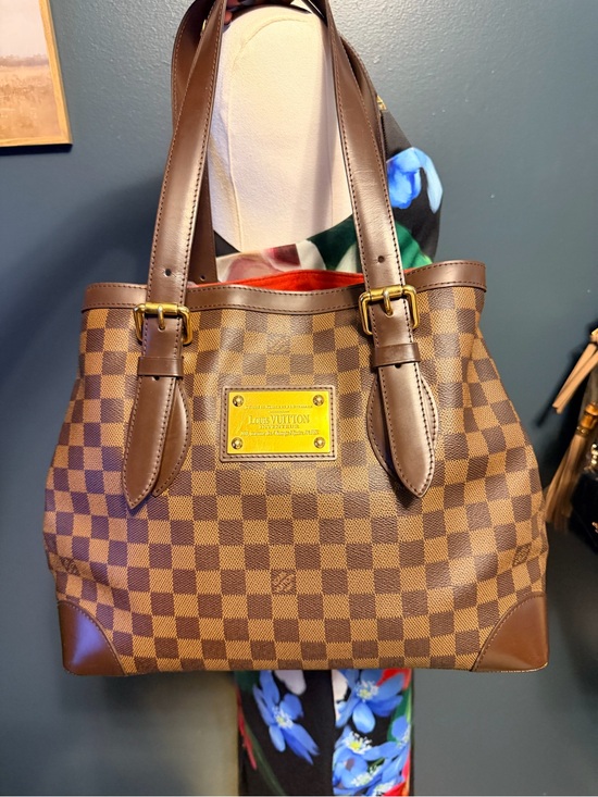 Louis Vuitton Handbags - Vintage Louis Vuitton Brown Damier Ebene Hampstead MM Canvas Tote w/Gold Plaque